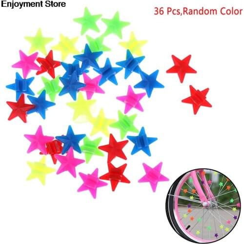 36Pcs Mixed Luminous Star Bike Bicycle Wheel Spoke Beads Plastic Clip Spoke Bead Bicycle Beads Wire Beads Decorations(Mix Color)