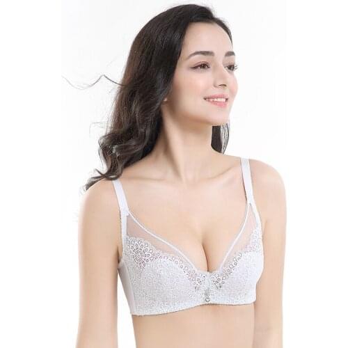 Bralette Ultra Thin Transparent Bras for Women Underwear Sexy Lingerie Intimates Push up Plus Size Lace Underwire Girl Bras 95C