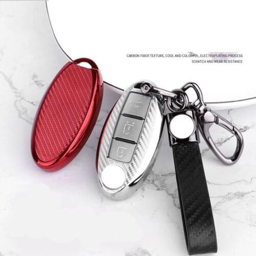 Carbon TPU Car Key Case For Nissan Versa Maxima Altima Rogue Armada Sentra Murano Infiniti FX35 QX60 Remote Cover Keys Bag
