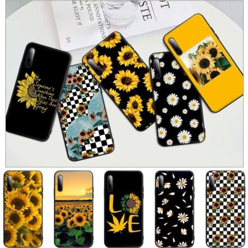 Flower Small Daisy Sunflowe Black Mobile Phone Cover For Huawei Y6 Y7 Y9 Prime 2019 Y9s Mate 10 20 40 Pro Lite Nova 5t Case