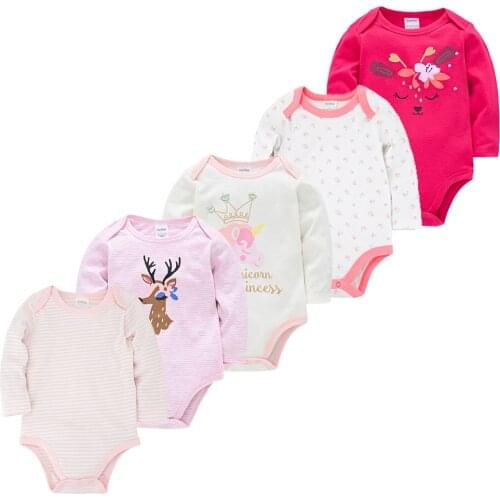 Kavkas Baby Bodysuit Fashion 5pieces/Lot Newborn Body Baby Long Sleeve Overalls Infant Boy Girl Jumpsuit Kid Clothes ملابس