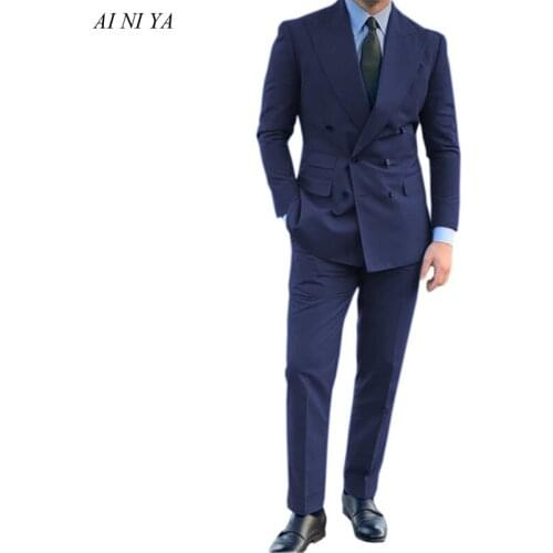 Classic Double Breasted Design Blazer Pants Formal Suits Wedding Bridegroom Slim Fit Tuxedos Prom Party Dress ternos masculino