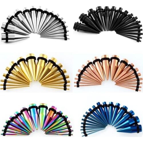 1.6mm-10mm 2Pcs Stainless Steel Ear Taper Expander Piercing Ear Stretching Kit Gauges Earring Piercing Ear Tunnel Body Jewelry