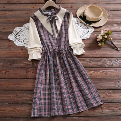 2021 Hot Cute Girl Blouse Collar Art Dress Preppy Style Sweet Long Sleeve Dresses Personalized Fashion Ladies Woman Delicate