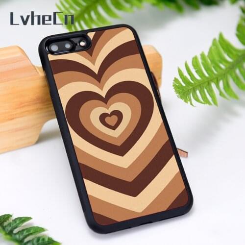 LvheCn Silicone Rubber Phone Case Cover for iPhone 6 6S 7 8 Plus X XS XR 11 12 Mini Pro Max Latte Love Coffee Heart