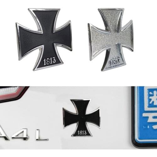 1 Pcs 3D Metal car Sticker Maltese Cross 1813 Emblem Car Auto Motorcycle Badge Trunk Decal Sticker Car Styling