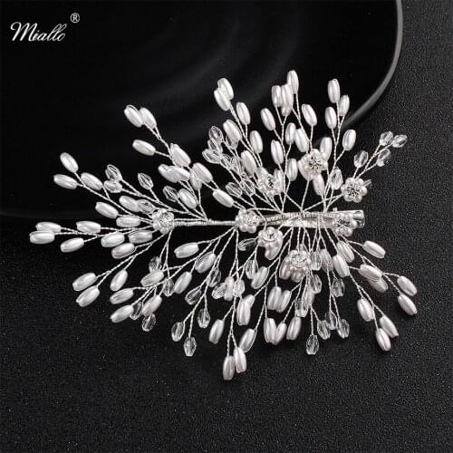 Miallo 2019 Newest Wedding Women Barrettes Handmade Pearls Crystal Hair Clips Wedding Hair Jewelry Accessories Hairpieces