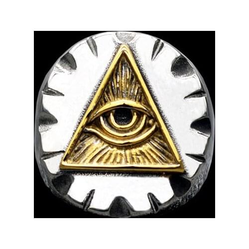 Wholesale Punk Popular Personality Ring Masonic Triangle Eyes Devil Eyes Mens Alloy Ring Fashion Jewelry Party Gift OSR445