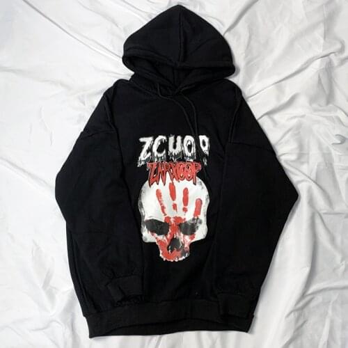 New Winter Hoodie Women Streetwear Hoodie Vintage Man Hoodie Cotton Loose Hooded Pullover Cartoon Skull Pattern Print Hoodie