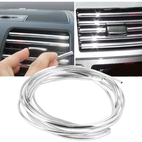 Newest 4m U Shape DIY Car-styling Interior Air Vent Grille Switch Rim Trim Outlet Decoration Strip Moulding Chrome Silver Hot