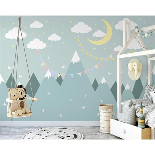 Обои Customized 3D Mural Wallpaper Simple Starry Sky Valley Cartoon Childrens Room Baby Room Bedroom Background Photo Wallpaper