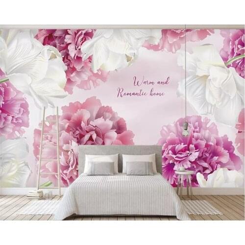 Beibehang Custom wallpaper pink purple modern minimalist gradient floral TV background wall living room bedroom 3d wallpaper