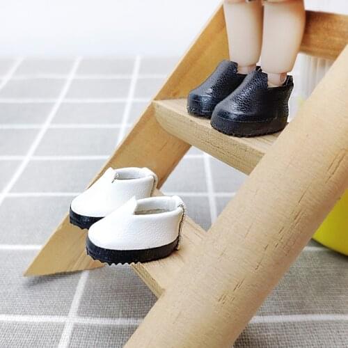 OB11 shoes GSC clay board shoes mini 1/12 bjd black and white suit leather shoes doll shoes
