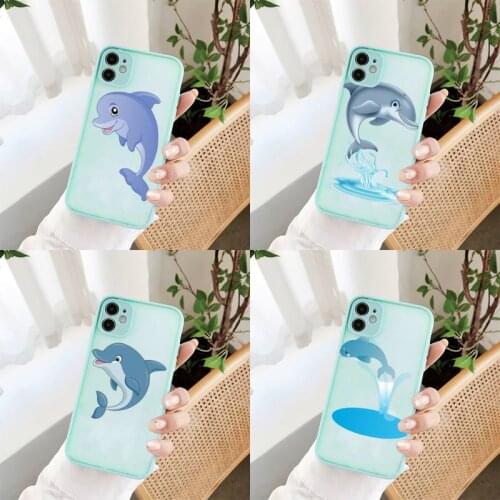 Cute dolphin Phone Case For iPhone 12 11 Pro XS Max XR X 8 7 Plus Camera Protection Bumper cover