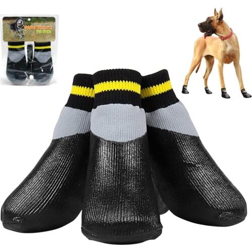 4pcs/set Outdoor Waterproof Nonslip Anti-stain Dog Cat Socks Booties Shoes Wth Rubber Sole Pet Paw Protector Dog Shoe