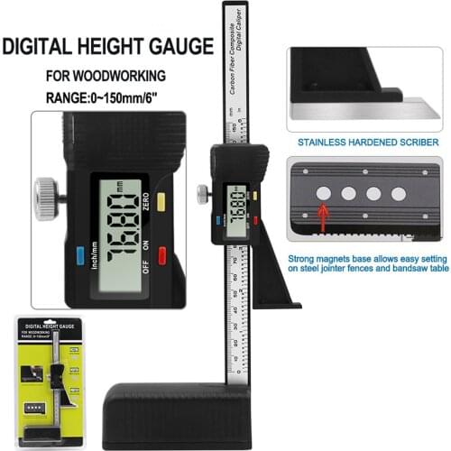 0-150mm Digital Caliper Clear Lcd Display Gauge Dial Vernier Caliper With Magnetic Feet Base Woodworking Measuring Tool