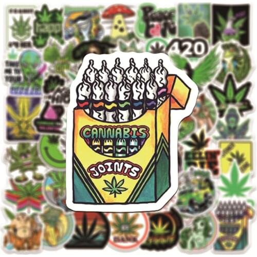 10/30/50PCS New Leaves Weed Smoking Cool Stickers Waterproof notebook Luggage Suitcase Graffiti DIY Sticker kid toy