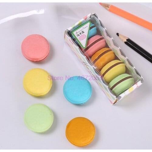 100sets/lot Novelty Macaron Rubber Eraser Creative Kawaii Stationery School Supplies Papelaria Gift For Kids 5pcs/set