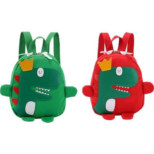 2x Cute Kids Kindergarten School Bag 3D Cartoon Dinosaur Mini Backpack New Baby Boy Girl School Bag Red & Green
