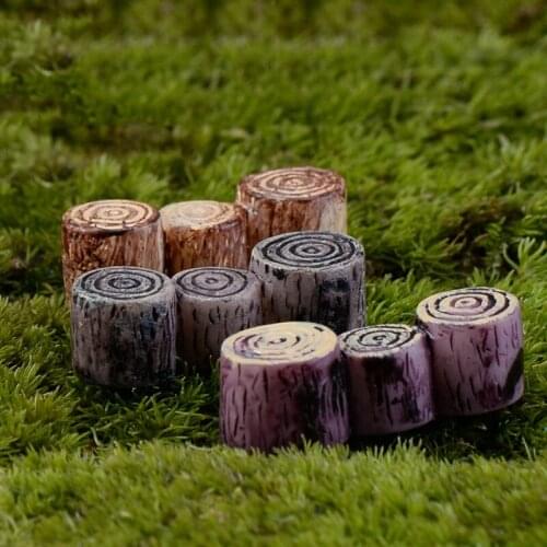 3 pcs Creative Three Wooden Pile Piers Moss Micro Landscape Ornaments Resin Crafts Decoration Materials Miniature Garden