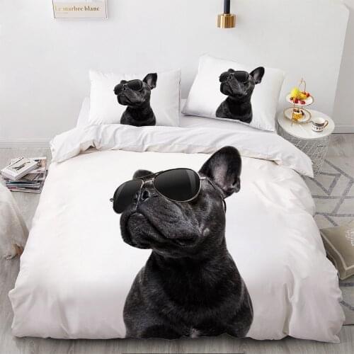 3D Bedding Sets Black White Duvet Quilt Cover Set Comforter Bed Linen Pillowcase King Queen 200*200cm Size Dogs Pet Dog