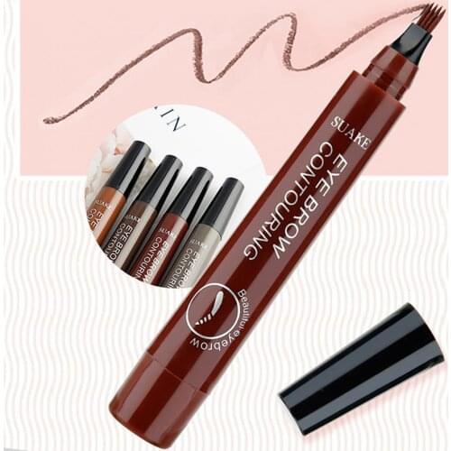 4Tips Eyebrow Pen Tattoo Eyebrow 3D liquid Ink Pen Soft Brush PP Makeup Applicator Liquid Eyebrow Pencil pencil brow Eyes Makeup