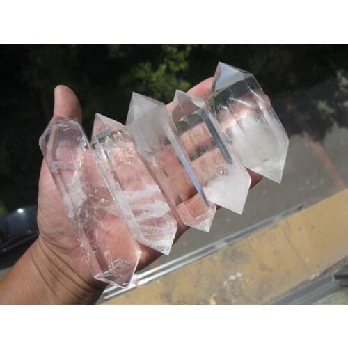 1.07lb(488g) NATURAL CLEAR QUARTZ CRYSTAL DOUBLE POINT HEALING