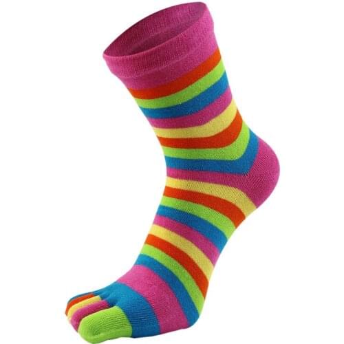 5 Pairs Fashionable Womens Five Finger Cotton Socks Japanese Cute 5 Toe Socks For Women Striped Socks Set