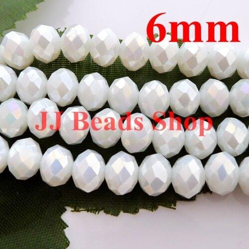 6.63USD/600pcs 6mm top quality crystal glass 5040 rondelle beads white alabaster AB colour 600pcs/lot free shipping R060AB457