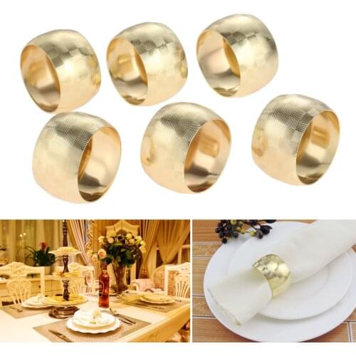 6pcs Metal Napkin Rings Wedding Napkin Holder Gold Napkin Buckle Wedding Party Festival Dinner Table Decor Hotel Supplies