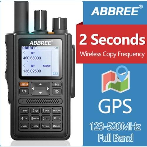 ABBREE AR-F8 GPS location Sharing All Bands(136-520MHz) Frequency/CTCSS Detection Walkie Talkie add USB programming cable