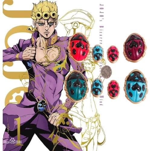 JoJos Bizarre Adventure Giorno Giovanna Cosplay Badges Ladybug Brooch Halloween Carnival Cosplay Costume Accessories