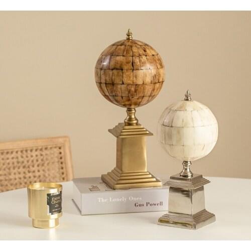 American Beef Bone Splicing Globe Brass Base For Wine Cabinet Office Desktop Living Room Home Soft Decor Housewarming Gift