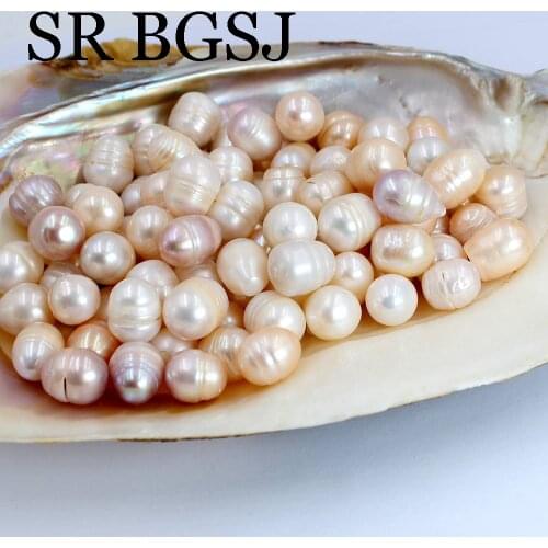 Free Shipping 9-10mm 10pcs No Hole Not Very Round Mixed Colors Undrilled Natural Freshwater Pearl DIY Beads