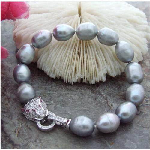 Natura 10-11mm south sea grey baroque pearl bracelet 7.5-8 inch