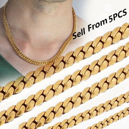 5Pcs Fashion Mens Gold Party Lobster Clasp Club Hip Hop Clavicle Figaro Chain Necklace 8Sizes