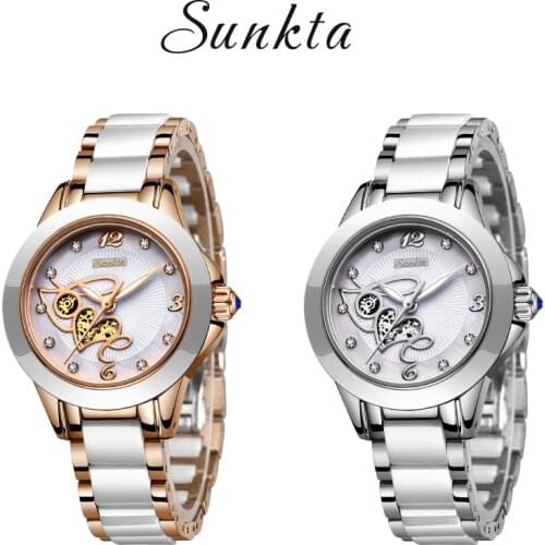 SUNKTA Simulation Quartz Women Watches Top Brand Luxury Simple Clock Women Girl Bracelet Diamond Watches Ladies Relogio Feminino