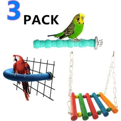 Parrot Bite Toy Pet Bird Swing Suspension Bridge U-Shaped Curved Matte Stick 3-Piece Set