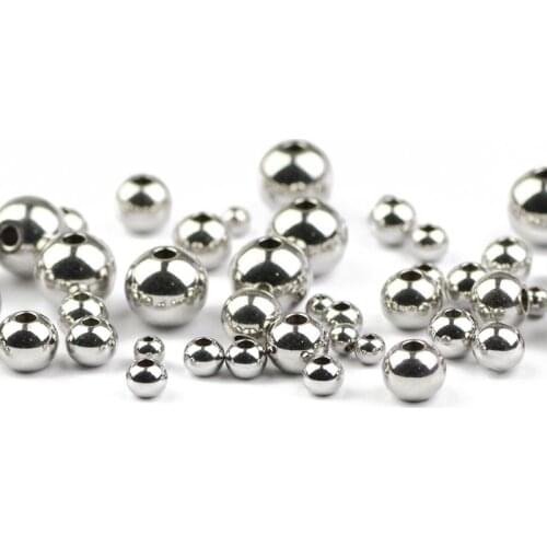 JHNBY 4 styles Stainless steel Spacer beads ball 3/4/6/8MM Metal Round Loose beads for Jewelry bracelets making DIY Findings