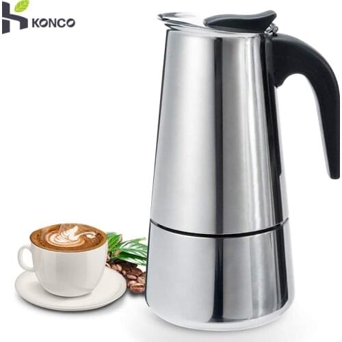 Portable Stainless Steel Coffee Pot Classic Moka Espresso Maker Mocha Pot for Home, Office Coffee Tool