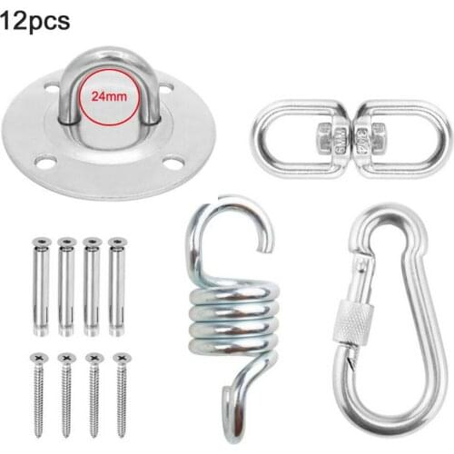 12pcs Hammock Chair Hanging Accessories Kit Stainless Steel Spring+Swivel Hooks+Ceiling Mount for Ceiling Indoor/Outdoor