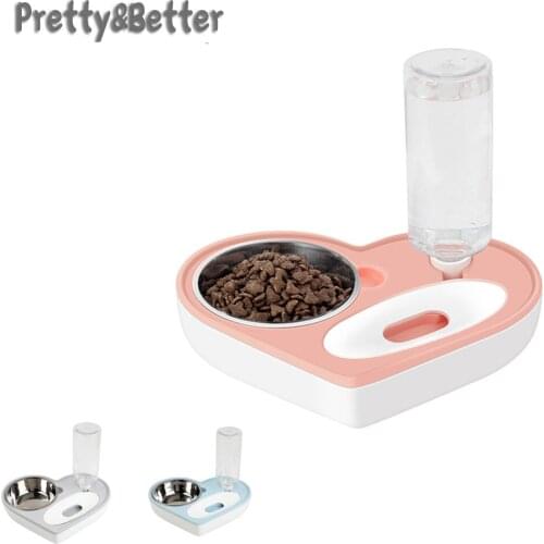 Pretty&Better Heart Dog Food Container Pet Feeder Stainless Placemat Bowl Bottle Puppy Cat Automatic Water Bottle Pet Supplies