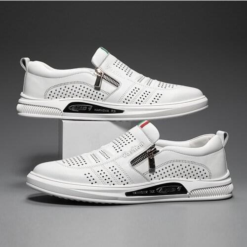 New Fashion Shoes Men Sneakers Soft Leather Men Casual Shoes Flat Male Footwear Black White Shoes Comfortable