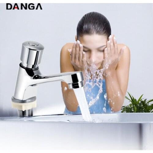 Press Basin Faucets Bathroom Sink Tap Bath Mixer Brass Single Cold Washbasin Faucet Electroplated Single Hole Water Tap
