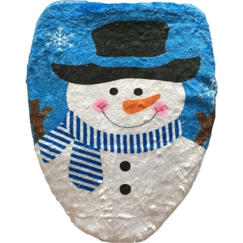 Cute Christmas Toilet Seat Cover Interior Family padded Toilet lid seat cover Snowman warmer Bathroom Festive Toilet Decoraion