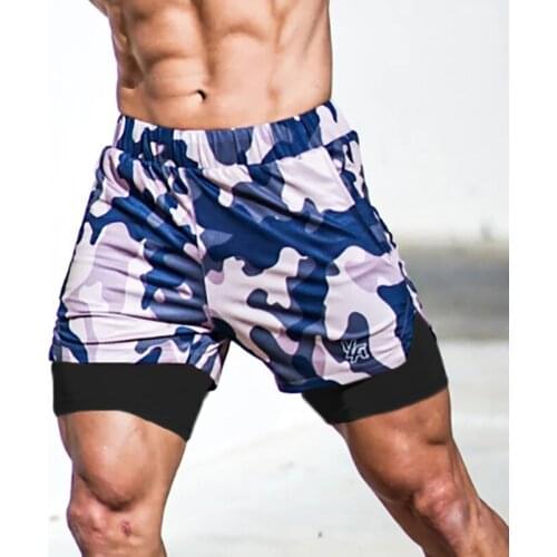 2021 Summer Trend New Shorts Mens Muscle Fitness Brothers Sports Running Training Double Layer Breathable Shorts