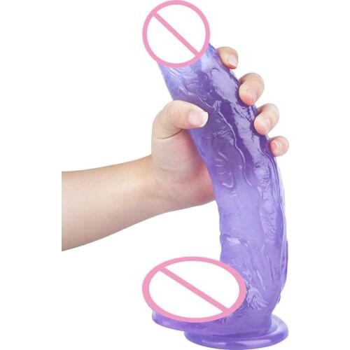 Soft 11.8 Inch Big Thick Crystal Penis Simulation Transparent Adult Dildo Lasting Flirting Masturbation Fun Backyard Anal Plug