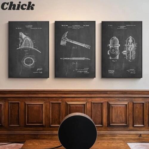 Firefighter Ax Helmet Fire Extinguisher FIre Hydrant Canvas Painting Posters Print Wall Picture Living Room Home Decor Cuadros