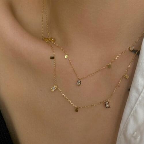 2021 Dazan New 18k Gold Filled Stainless Steel Name Birthstone Enamel Custom Name Necklace 18k Gold Plated Display Personalised