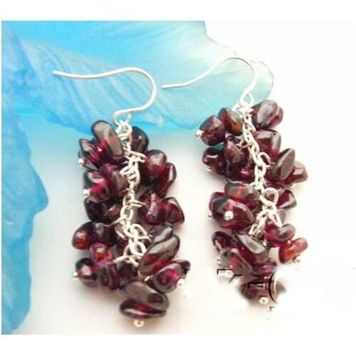 New Arrival Favorite Pearl Earrings Baroque Natural Garnet Chips Earrings Handmade Fine Jewelry S925 Silver Hook Women Gift
